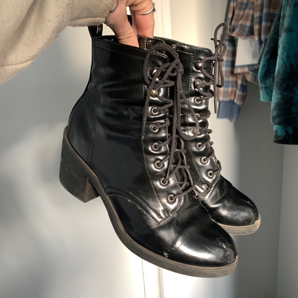Witchy Black Lace-Up Ankle Boots